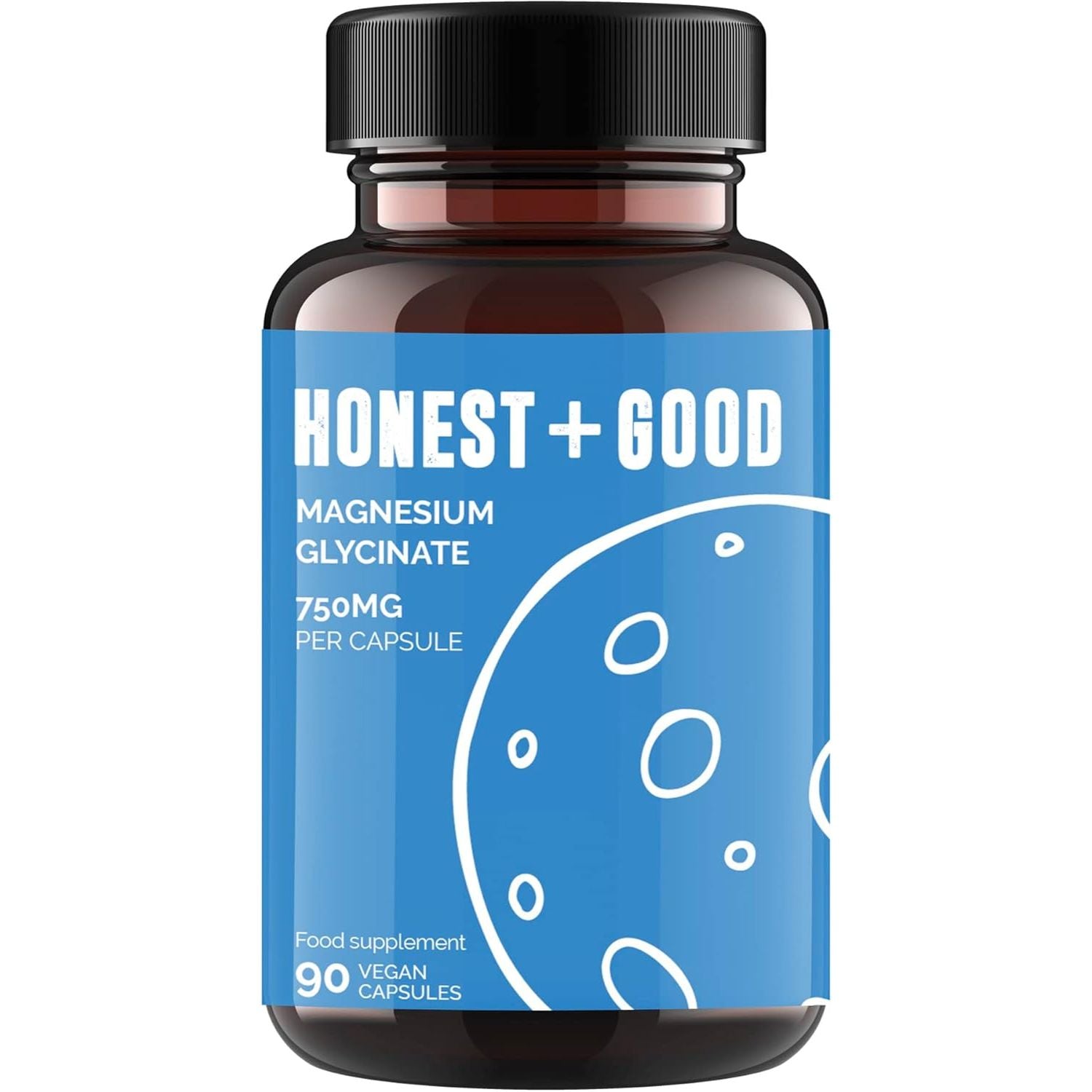 Honest + Good Magnesium Glycinate 750Mg Capsules | 150Mg Elemental | 3 Month Supply | High Strength & Absorption Supplement | Pure & Natural Vegan Ingredients with No Fillers | Small Batch & UK Made