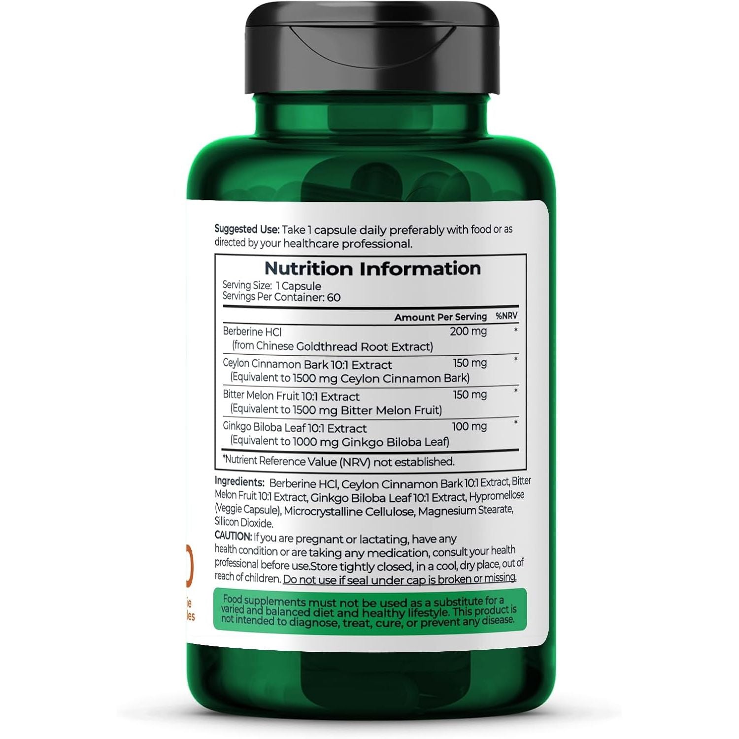 Berberine HCL Supplement for Men and Women with Ceylon Cinnamon