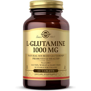Solgar L-Glutamine 1000 Mg Tablets - Pack of 60 - Supports Muscle Function - for Active Lifestyles - Great Addition to Whey Powder - Vegan