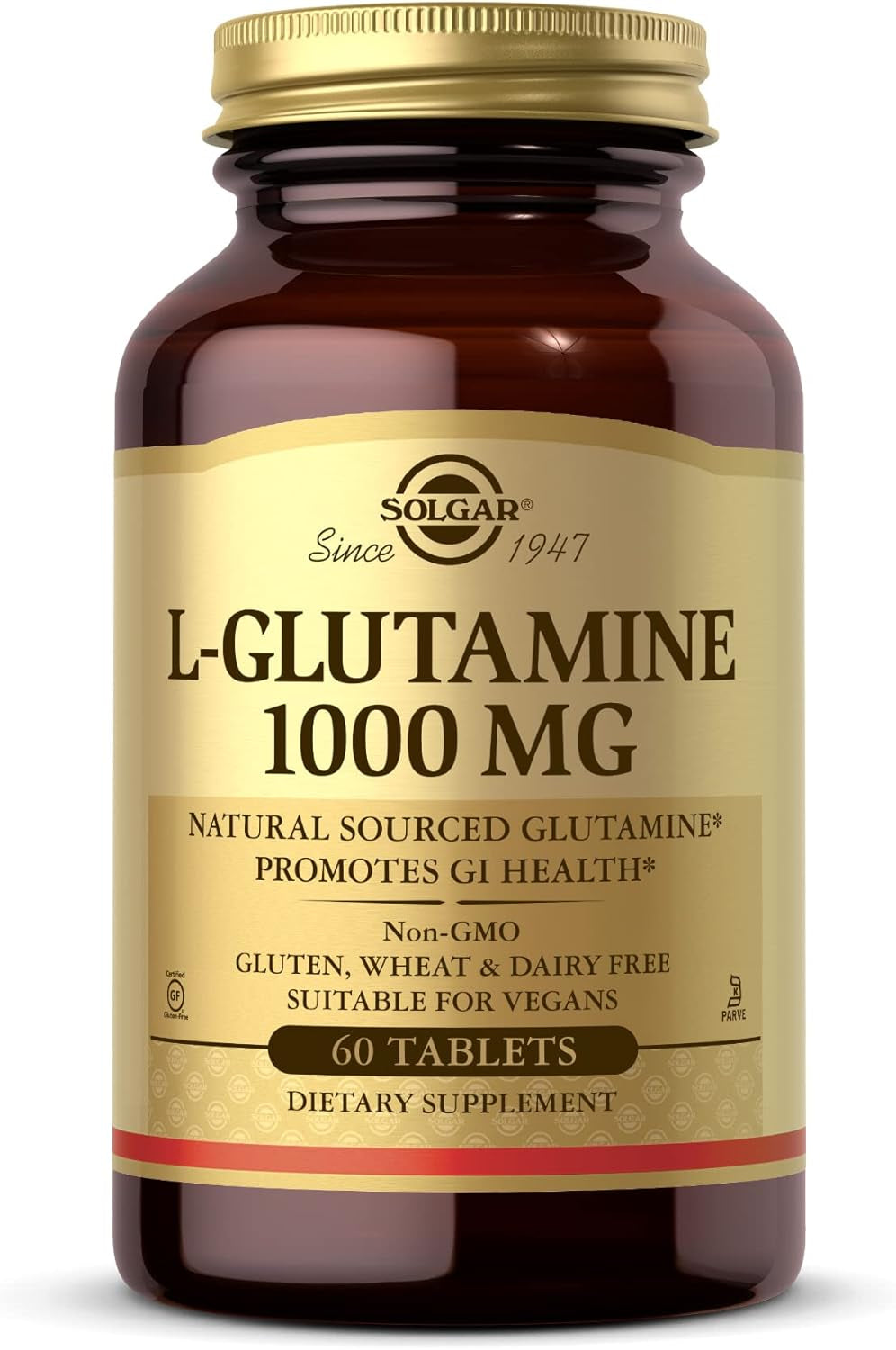 Solgar L-Glutamine 1000 Mg Tablets - Pack of 60 - Supports Muscle Function - for Active Lifestyles - Great Addition to Whey Powder - Vegan