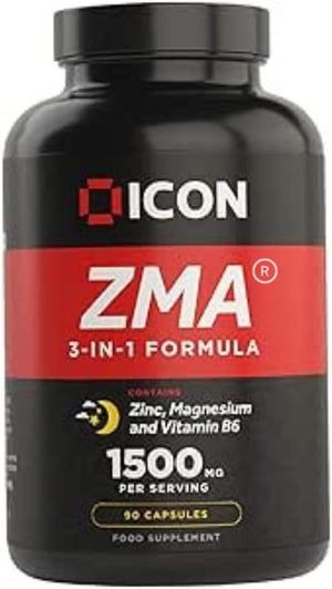 ICON Nutrition ZMA Supplement - 1500Mg per Serving, Sleep Vitamin Supplement, 3-In-1 Formula, Better Sleep Performance, Muscle Strength, Zinc, Magnesium and Vitamin B6-90 Tablets (1 Month Supply)