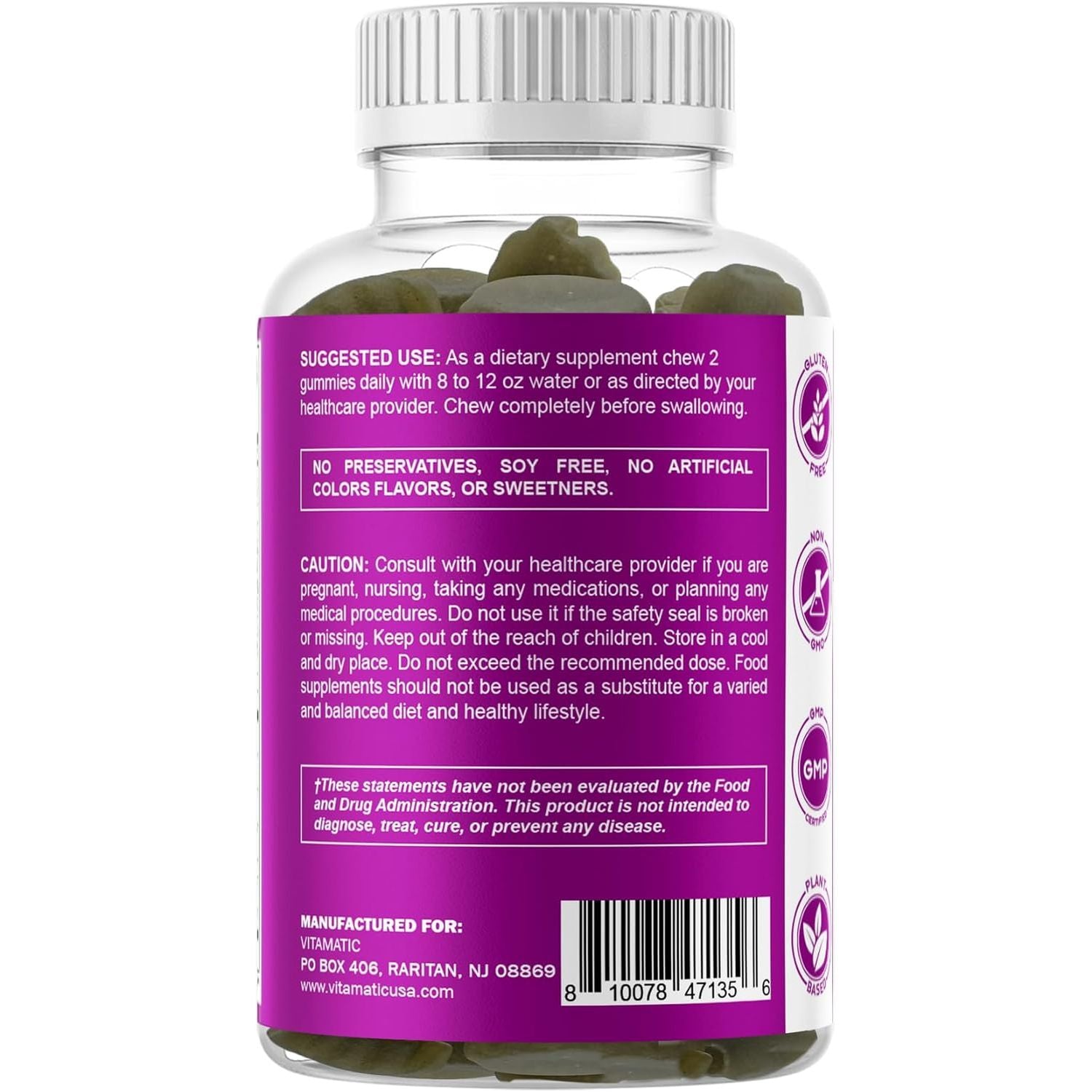 Vitamatic Vegan Thyroid Support Gummies with Iodine & Kelp - 60 Count - Improve Your Energy & Increase Metabolism - Plant Based