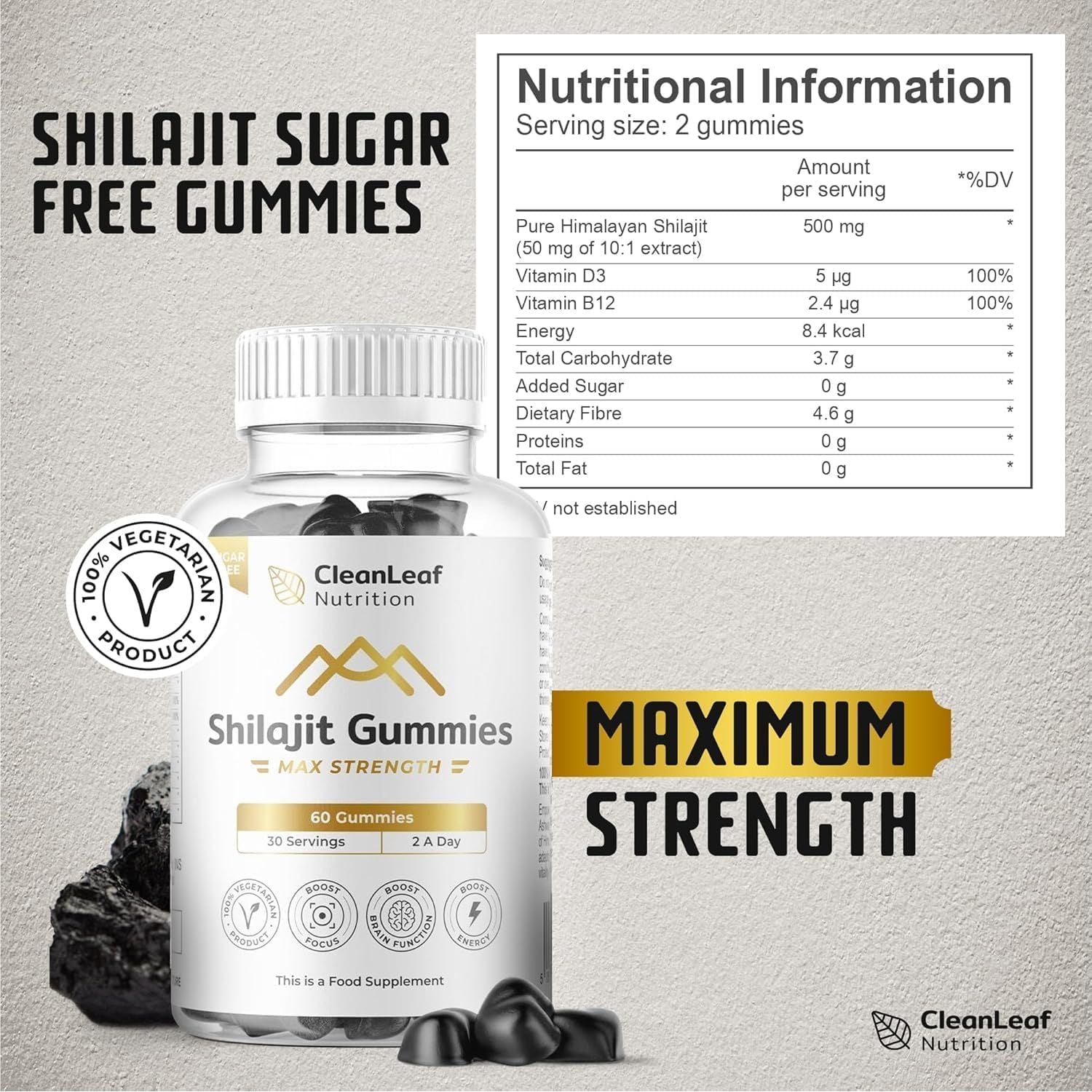 Shilajit Gummies – Extra Strength Formula | Sourced from Himalayan Shilajit | Naturally Rich in Fulvic Acid & 85+ Essential Minerals | Supports Energy, Vitality & Immunity | 60 Gummies