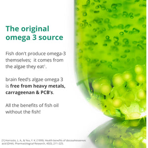 Omega 3 DHA 550Mg per Capsule for Brain & Eye Health (60) | 1-A-Day | Vegan Omega 3 Algae Oil | High DHA Supplements | Double Concentrated Algae Omega 3 Vegan DHA | 2 Month Supply