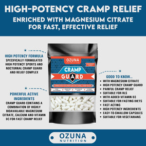 Cramp Guard Magnesium Supplement | Sports & Nocturnal Cramp Relief | Highly Bioavailable Magnesium Citrate, Vitamin D3 & Calcium | Muscle, Leg Cramps & Restless Leg Syndrome (RLS) Relief, 60 Capsules