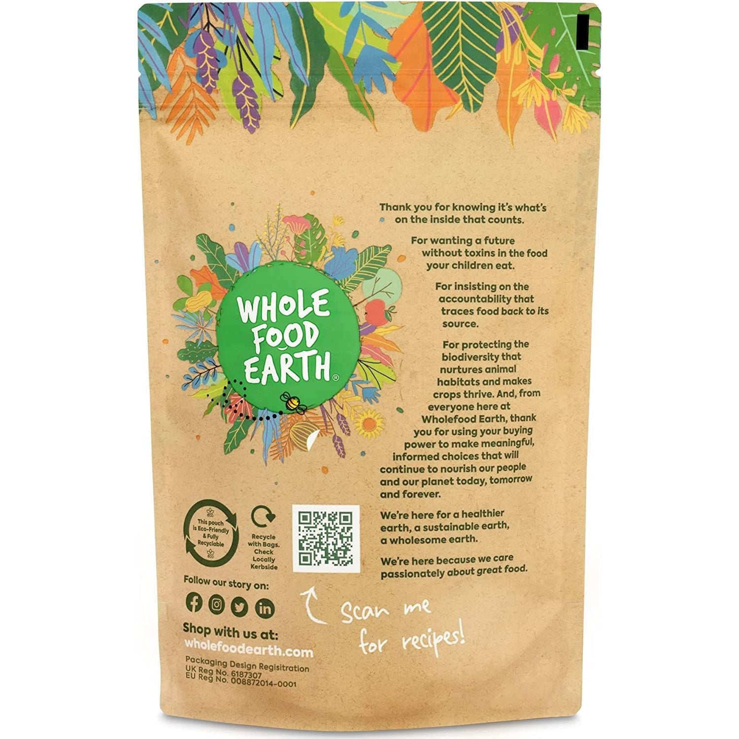 Wholefood Earth Organic Psyllium Husk Powder - 250G - High Fibre - High Protein - Certified Organic