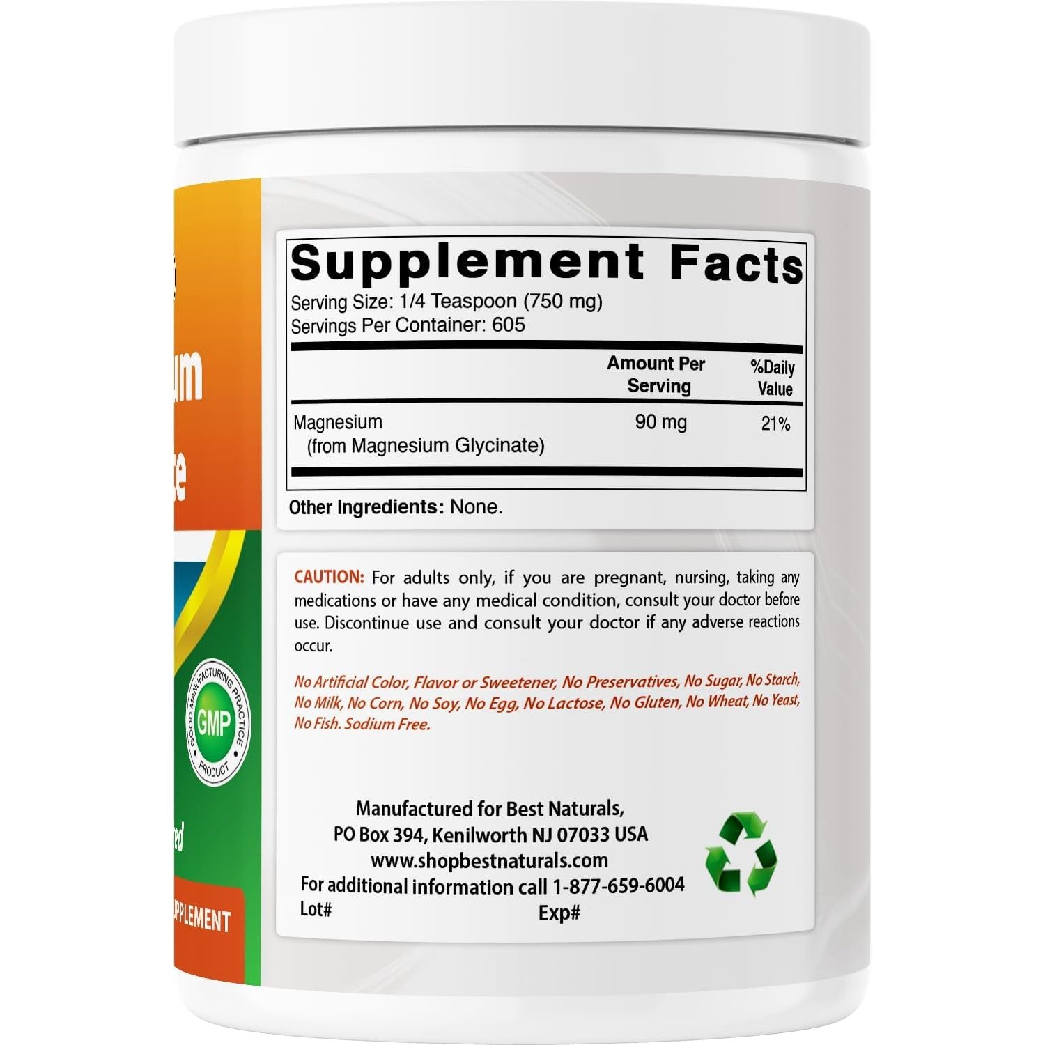 Best Naturals Magnesium Glycinate Powder - 1 Pound (1 LB (Pack of 2))