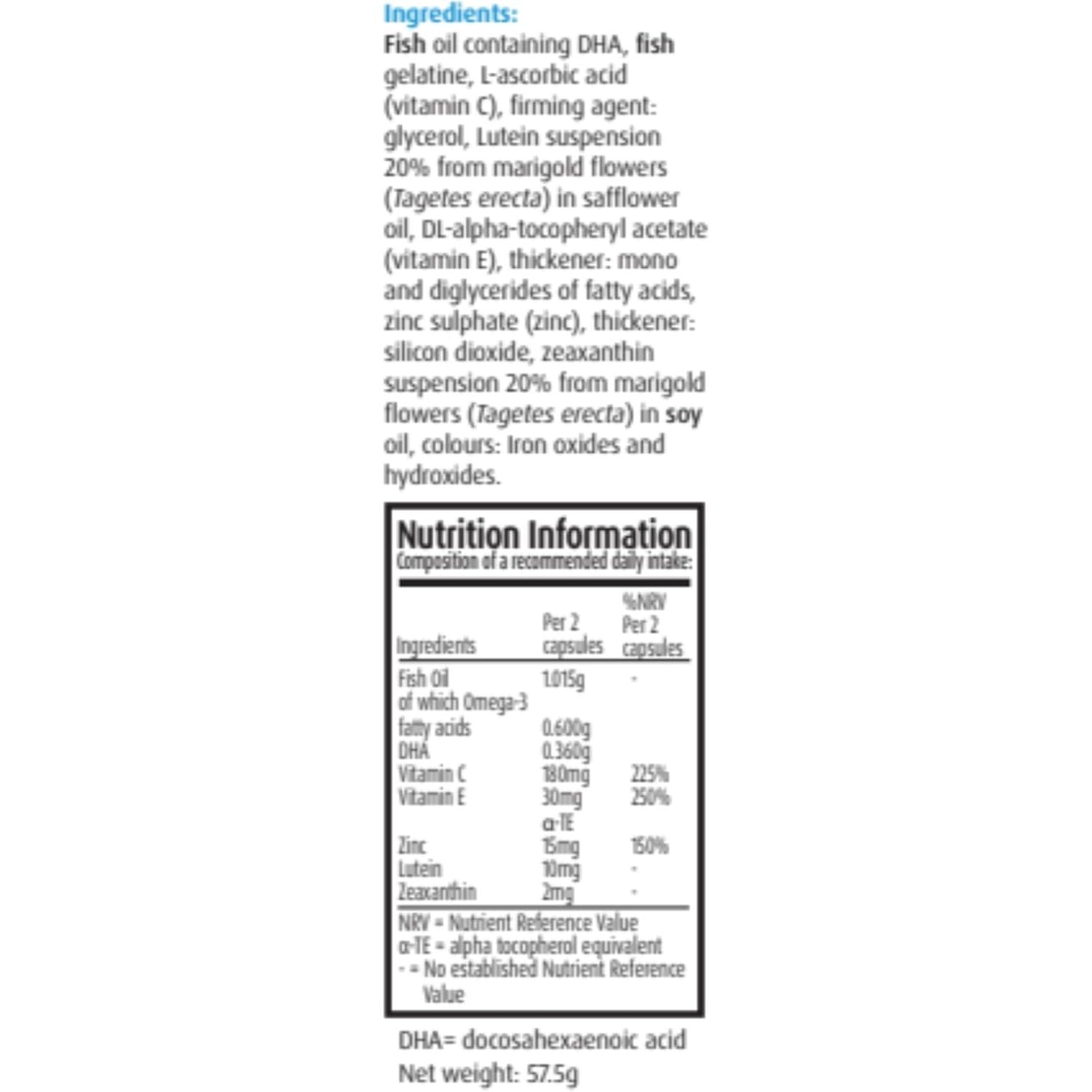Ocuvite Complete, Eye Supplement Capsules, by Bausch + Lomb, Lutein and Zeaxanthin Supplement with DHA Omega 3 plus Zinc, Supports Normal Vision, Two Capsules per Day