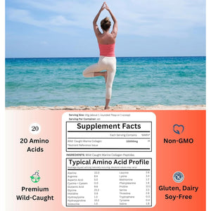 Marine Collagen Powder Type 1 & 3 | Wild Caught Fish | Non-Gmo | Unflavoured for Women & Men | Healthy Skin, Hair, Joints & Bones | 400G