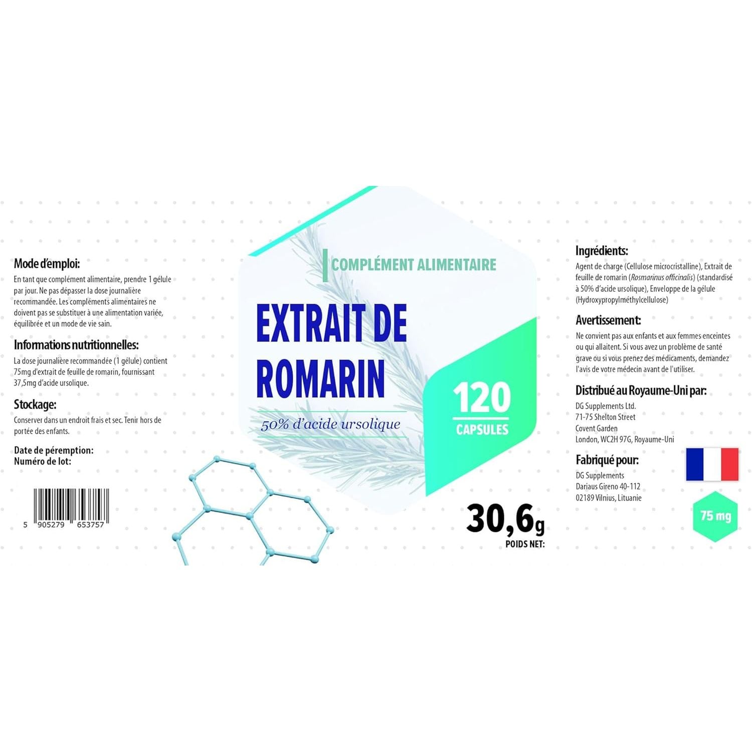 Hepatica Ursolic Acid 75Mg from Rosemary Extract – 120 Vegan Capsules | High-Strength Muscle, Metabolic & Anti-Inflammatory Support | 3Rd Party Lab Tested