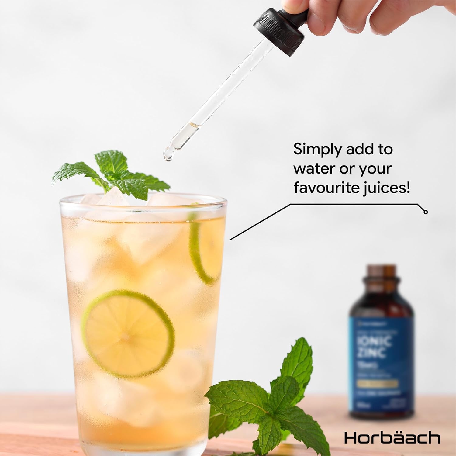 Ionic Zinc Liquid Drops | High Strength 15Mg Supplement from Zinc Sulphate | 900Mg per Bottle - 60Ml Liquid Drops | Suitable for Vegetarians & Vegans | by Horbaach