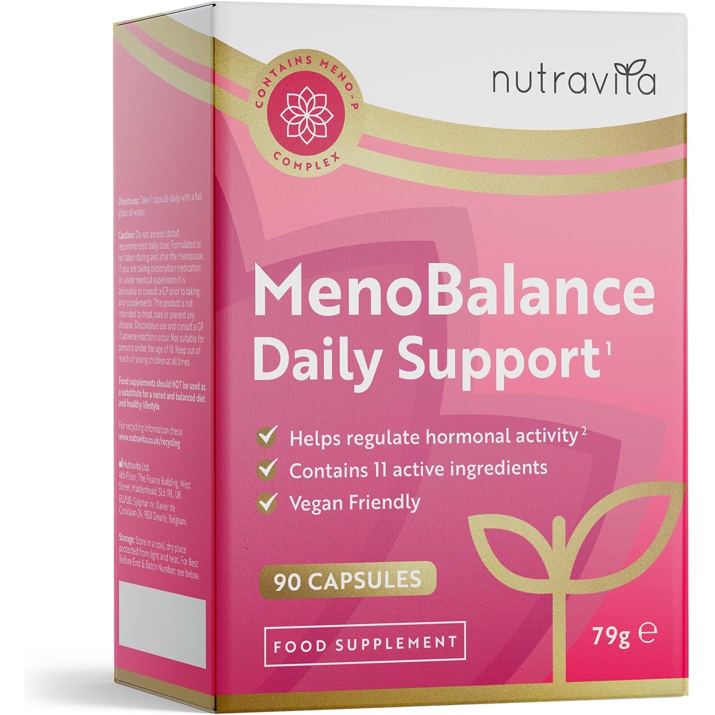 Menopause Supplements - Support for Menopause & Perimenopause Symptoms - with Soy Isoflavones, Zinc & Vitamin B6 to Support Hormone Balance for Women - 90 Vegan Capsules - Made in the UK - Nutravita