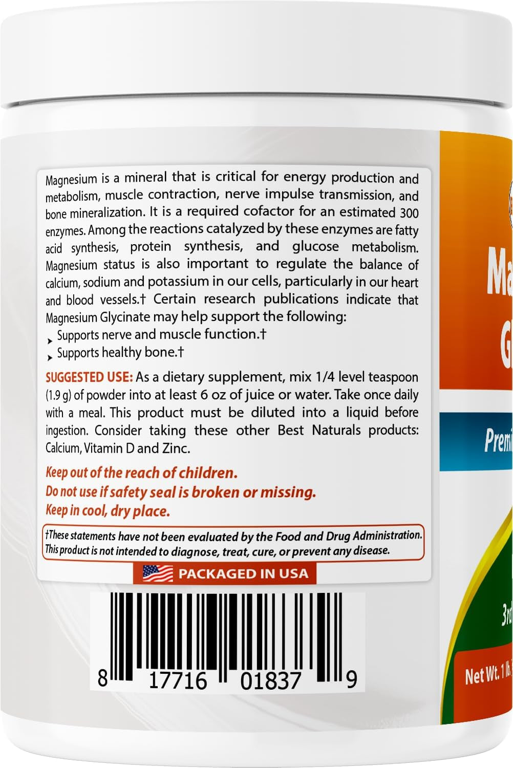Best Naturals Magnesium Glycinate Powder - 1 Pound (1 LB (Pack of 2))