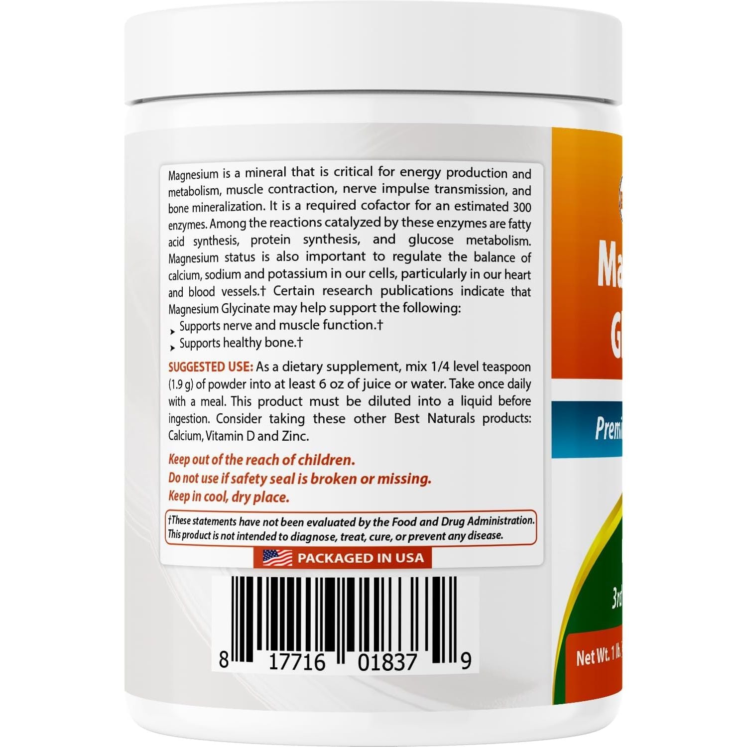 Best Naturals Magnesium Glycinate Powder - 1 Pound (1 LB (Pack of 2))