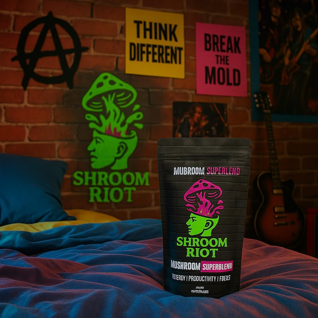 Shroom Riot Cocoa Mushroom Superblend | Instant Chocolate Powder Drink with Lion’S Mane, Chaga, Reishi & Cordyceps | 300G | 30 Servings