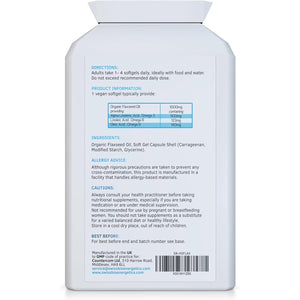 Flaxseed Oil Capsules 1000Mg – 90 Vegan Soft Gels - High in Omega 3, 6, 9 - Made with Only Cold Pressed, Hexane Free Organic Flax Seed - Manufactured in the UK