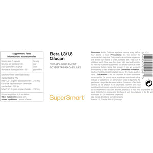 Beta 1,3/1,6 Glucan – Immune System Support – Helps Boost Vitality – Supports Normal Cholesterol Levels – Vegan – Supersmart
