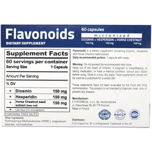 Flavonoids Supplement- Micronised Diosmin Hesperidin Horse Chestnut (Aescin)- Antioxidant Polyphenols for Healthy Circulation, Vein Support, Lymphatic Drainage & Inflammatory Response- Vegan GMP ISO