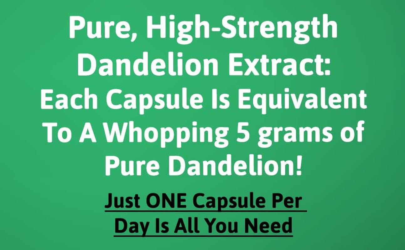 High-Strength Dandelion Extract Capsules (10:1) 5,000Mg per Capsule - 90 per Bottle, Vegan Safe, UK Manufactured
