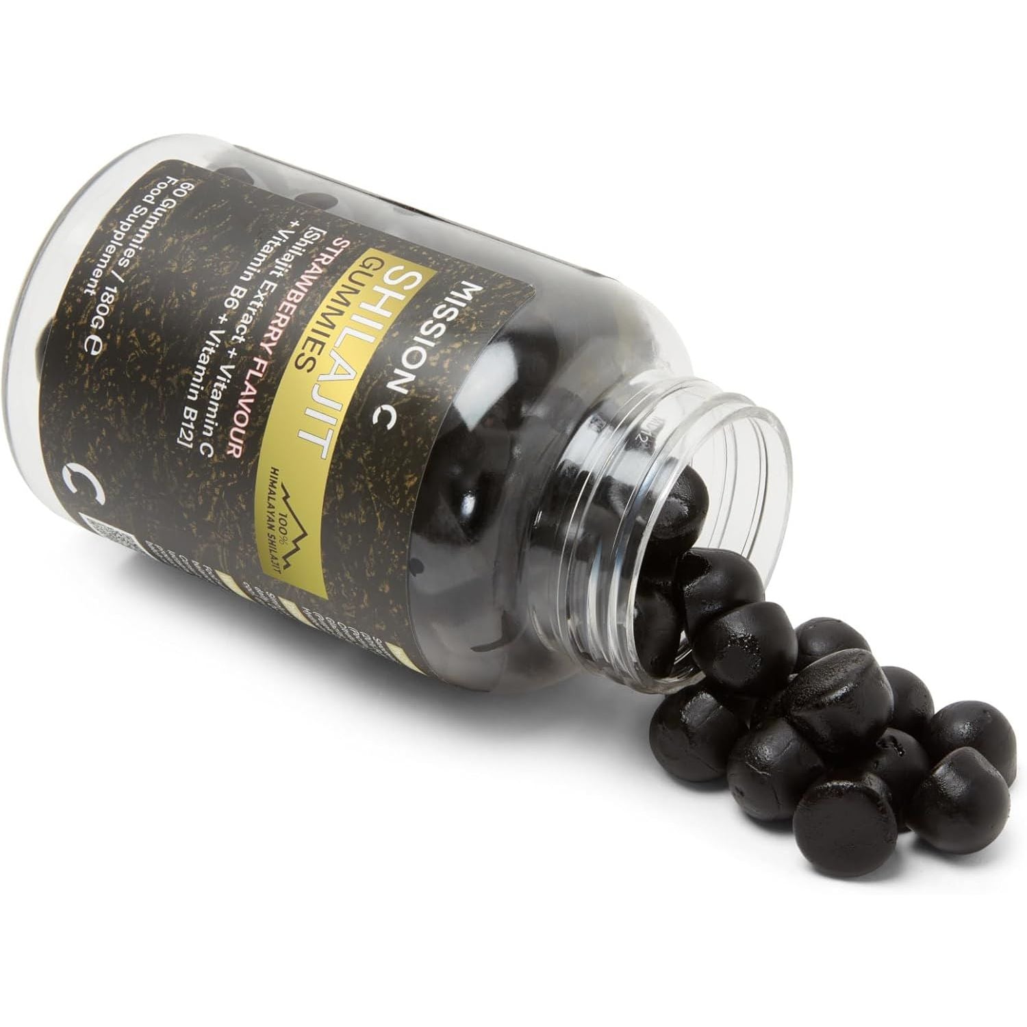 Shilajit Gummies - Pure, Himalayan - 14000 Mg per Serving - High Grade - with Added Vitamin C, B6 and B12, Contains 85 Minerals, Immune System & Vitality Booster, Vegan - Lab Tested - Mission C