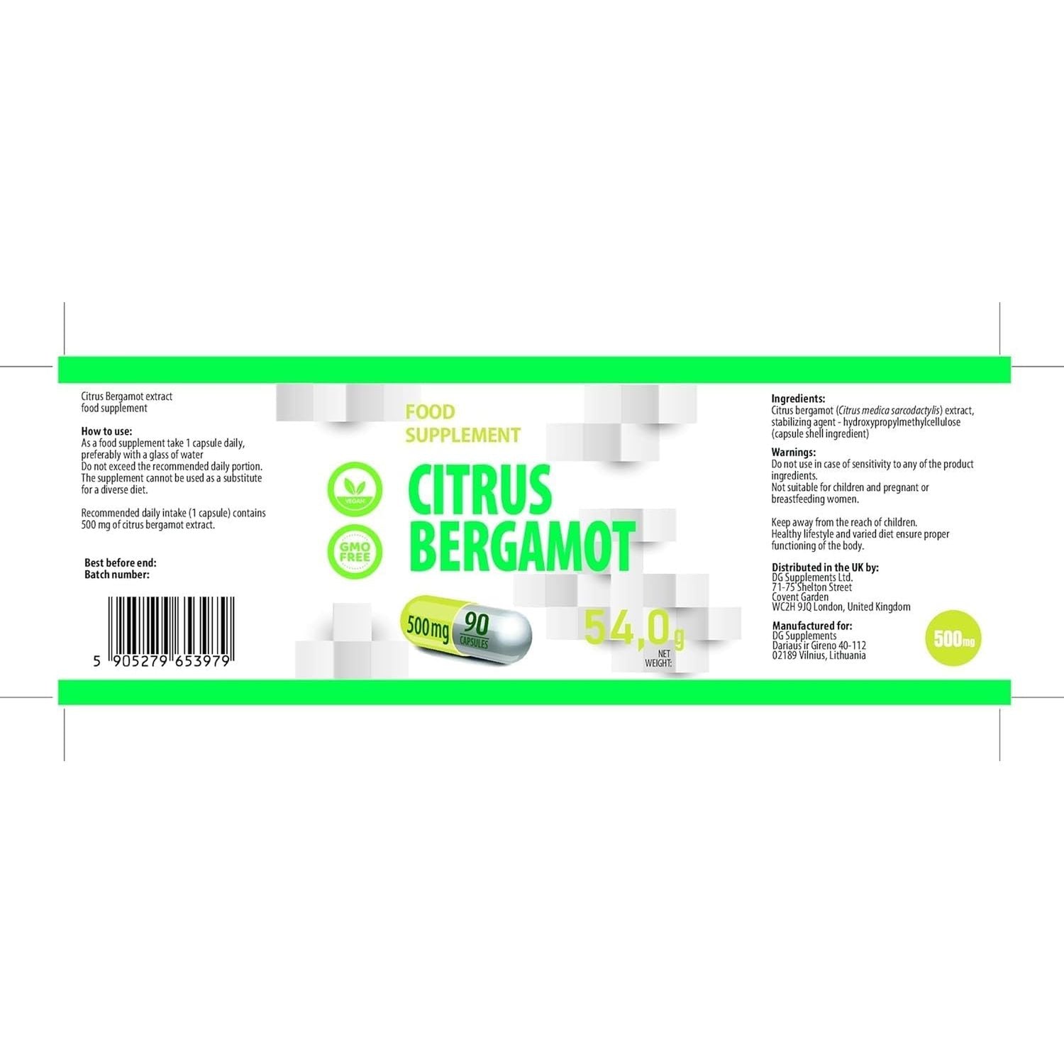 Hepatica Citrus Bergamot Extract 500Mg – 90 Vegan Capsules | High-Strength Supplement | 3Rd Party Lab Tested | No Fillers or Bulkers