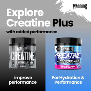 Warrior Creatine Monohydrate plus Electrolytes Powder 360G - Hydration and Performance Drink - Nutrition Shake to Promote Muscle Growth (Not Tablets, Sachet, Gummies) - 80 Servings (Mixed Berry)