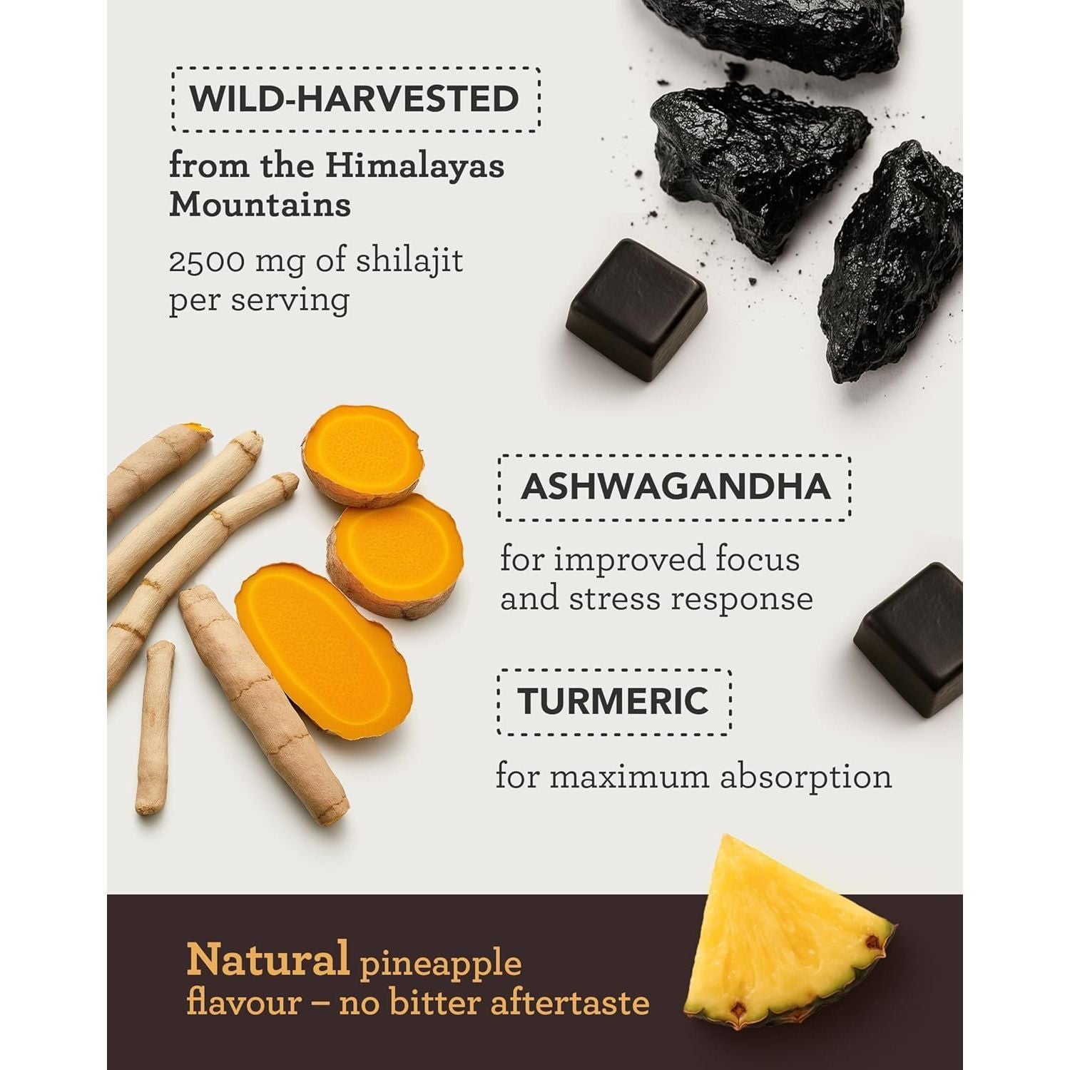 Himalayan Shilajit Gummies – Grade Gold Gummies for Men & Women with Ashwagandha & Turmeric - 2500Mg High Strength Supplement for Energy & Focus - Pure Authentic Shilajit with Fulvic Acid - Pineapple