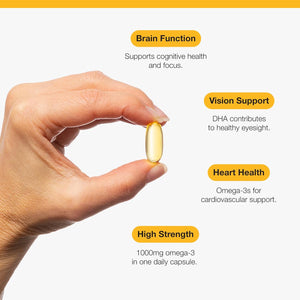 Metagenics Omegagenics - High Strength Omega-3 Pure Fish Oil Supplement - 1000Mg EPA & DHA - 60 Capsules