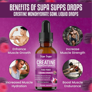 Creatine Monohydrate Drops 60Ml - Liquid Alternative to Creatine Monohydrate Powder, Ideal for Gym Performance, Bulk Creatine Formula, Supports Muscle Growth, Recovery, and Energy - Berry Flavour
