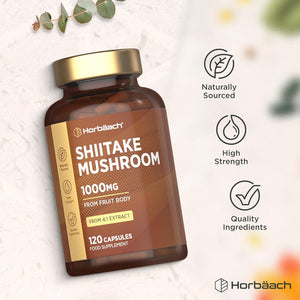 Shiitake Mushroom Extract 1000Mg | 120 Capsules | Mushroom Powder | Supplement for Men & Women | No Artificial Preservatives | by Horbaach