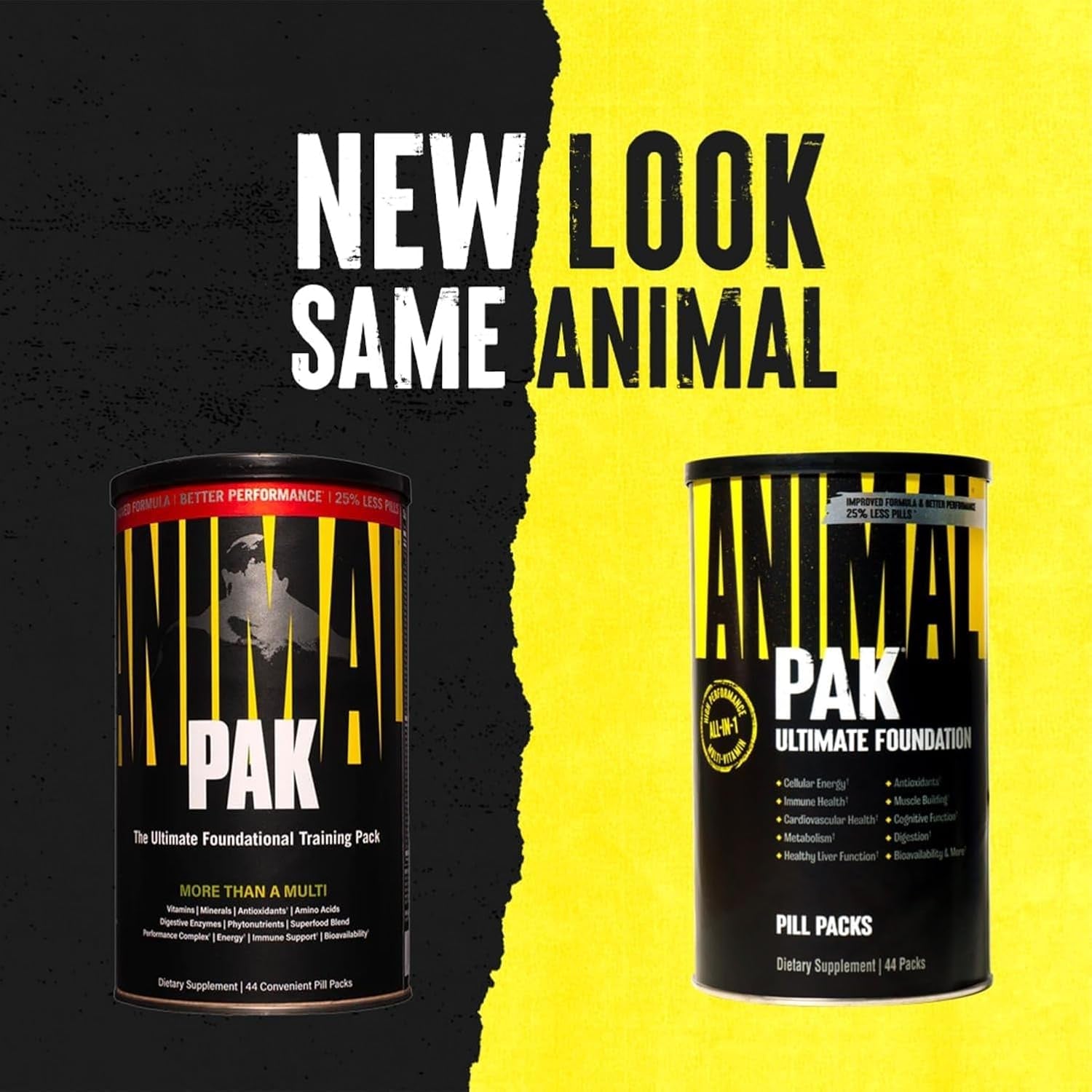 ANIMAL Pak Ultimate Foundation - 12-In-1 Multivitamin Complex with Vitamins, Minerals & Amino Acids - with Vitamin D3 K2 & Magnesium - 44 Packs of 8 Tablets Each