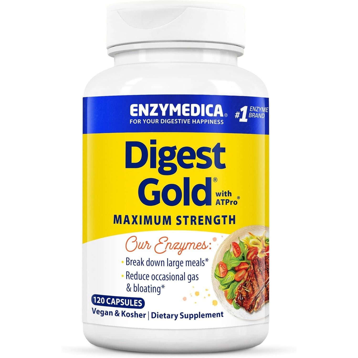 Enzymedica Digest Gold  Supplement with Atpro for Maximum Support - 120 Capsules
