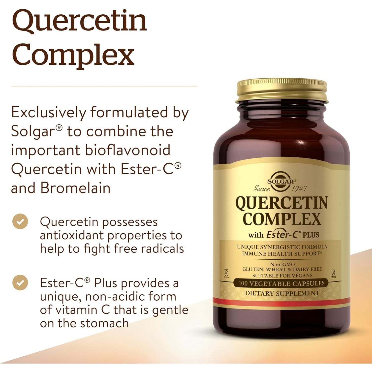 Solgar Quercetin Complex with Ester-C plus Vegetable Capsules - 100 Count (Pack of 1)