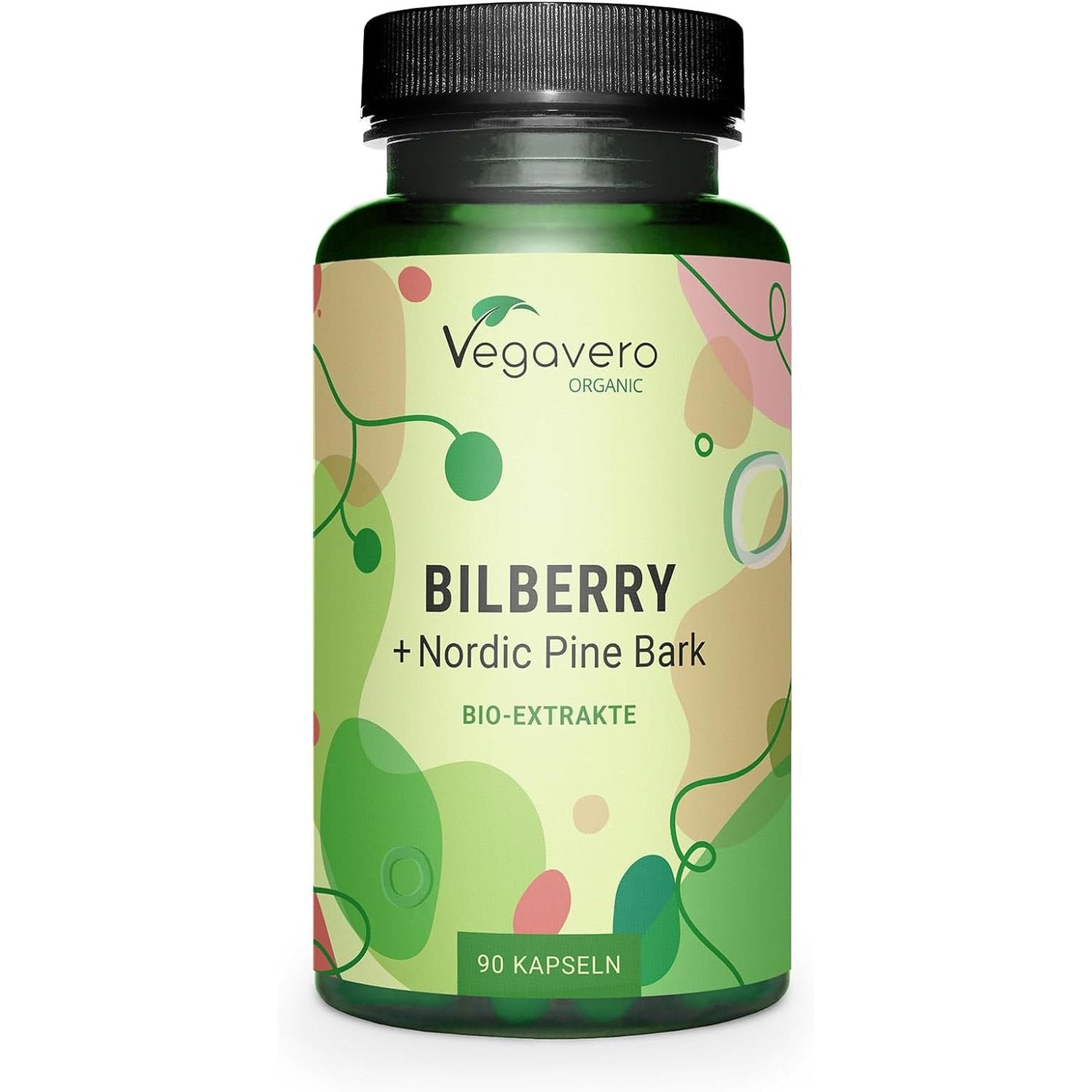 Vegavero Organic Bilberry 12,000 Mg & Pine Bark | from High Strength Extracts | Premium Quality from Finland | NO Additives | 90 Capsules | Vegan