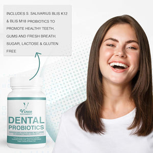 Dental Probiotics Advanced Oral Probiotics for Mouth Supplement - Bad Breath Treatment for Adults with BLIS K12 & BLIS M18-6 Billion CFU, Mint Flavour Chewable Oral Care Tablets - 60 Count