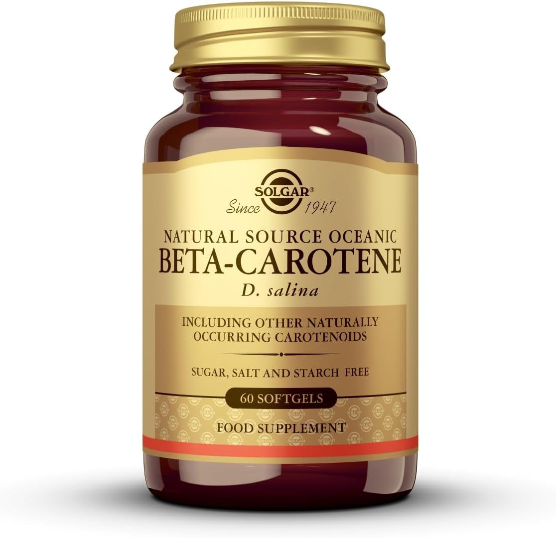 Solgar Natural Source Oceanic Beta Carotene Softgels - Pack of 60 - Fight Free Radical Damage - Strong Antioxidant - Gluten Free