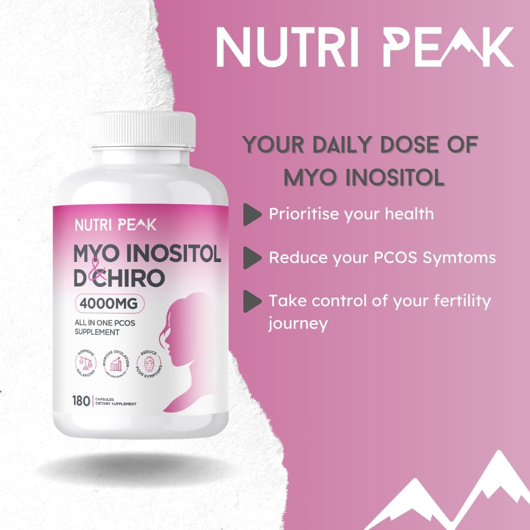 Max Strength Myo-Inositol & D Chiro | All in One PCOS Supplement | 4000MG | 180 Capsules | Hormone Balance for Women | Fertility Supplement for Women | Vegan & Gluten Free
