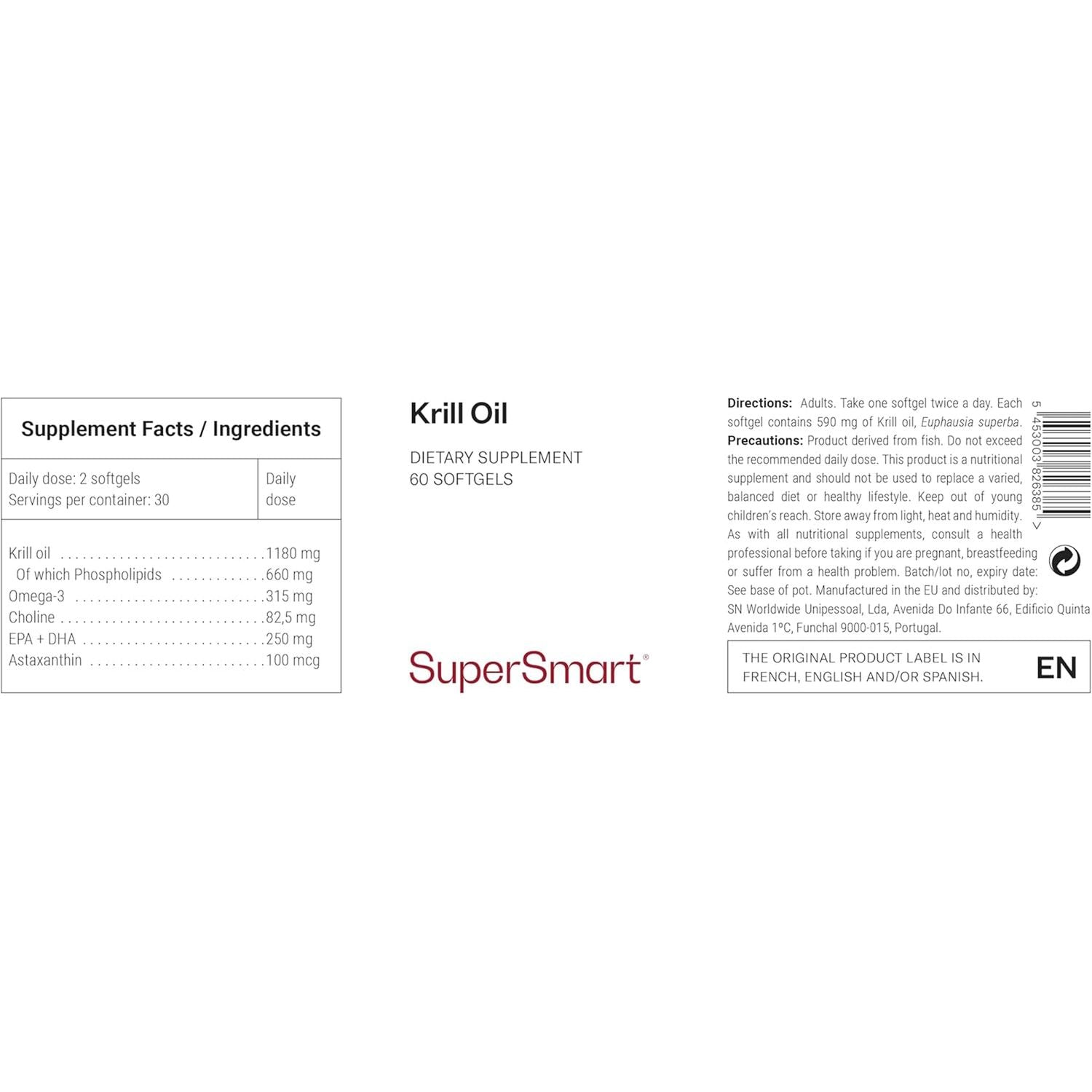 Krill Oil – Supports Normal Blood Pressure – Naturally Rich in Omega‑3 (EPA & DHA), Antioxidants & Phospholipids – Supersmart