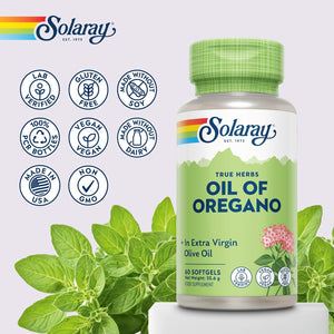Solaray - Oregano Oil 150Mg - 60 Vegan Softgel - Natural Source of Omega 3 and 6, Vitamins and Minerals - High Strength Supplement - with Extra Virgin Olive Oil for Gentle Digestion - Lab Verified