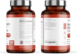 4000Mg 6 Mushroom Complex with Ashwaghandha KSM-66, Lions Mane, Cordyceps, Shiitake, Reishi, Chaga and Maitake, 120 Capsules, 2/Day Focus and Brain Support Herbal Nootropic - 40% Polysaccharides