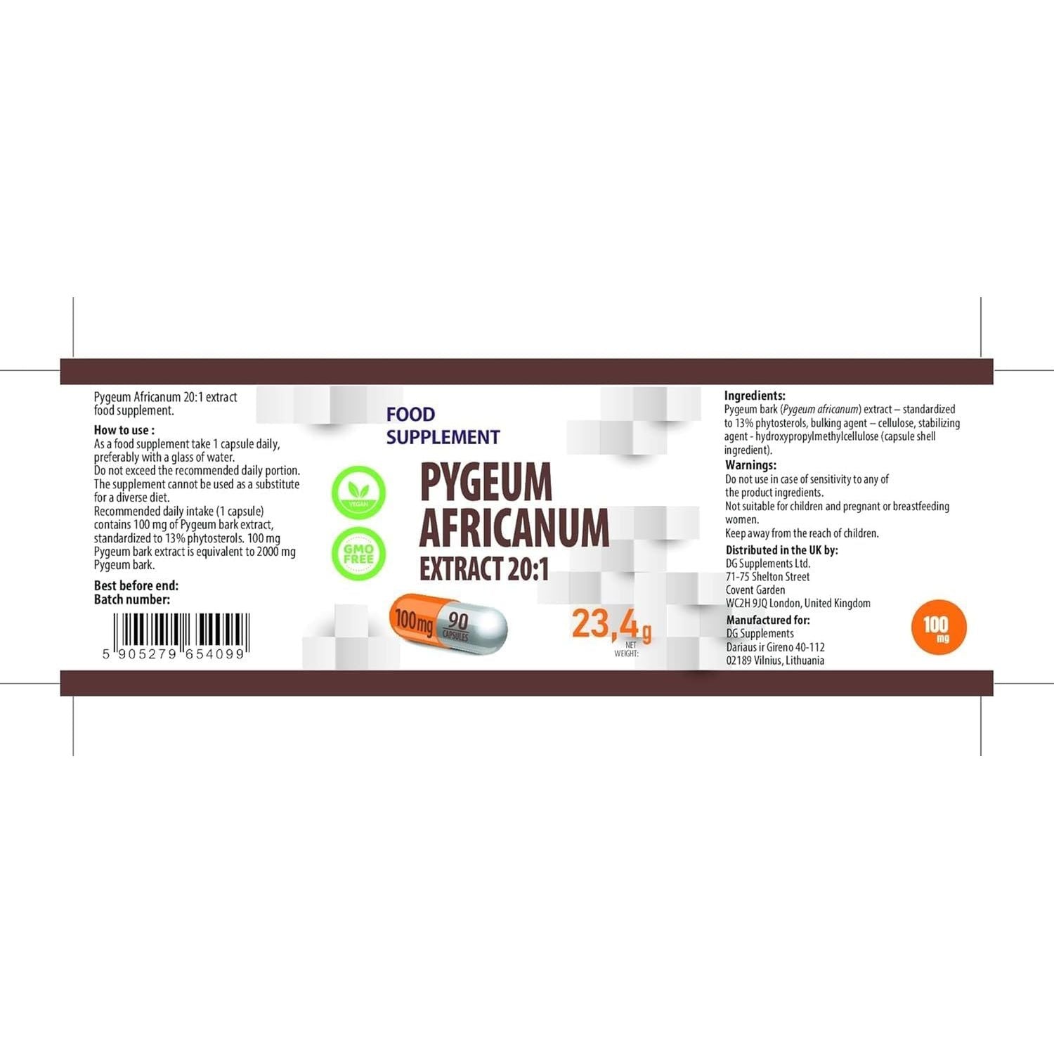 Hepatica Pygeum Africanum – 2000Mg Equivalent (100Mg 20:1 Extract) | 90 Vegan Capsules | 13% Phytosterols | High-Strength Prostate & Urinary Health Support | 3Rd Party Lab Tested