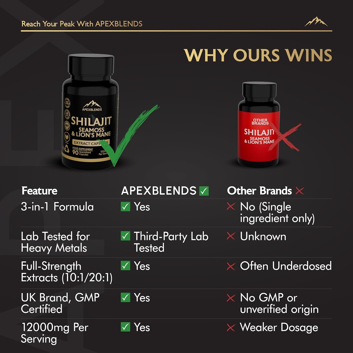 3-In-1 Shilajit, Seamoss and Lions Mane Capsules - High Strength 12000Mg Lion'S Mane Shilajit and Irish Sea Moss | Fulvic Acid, Organic Sea Moss | Supplements for Men and Women | 90 Vegan Capsules