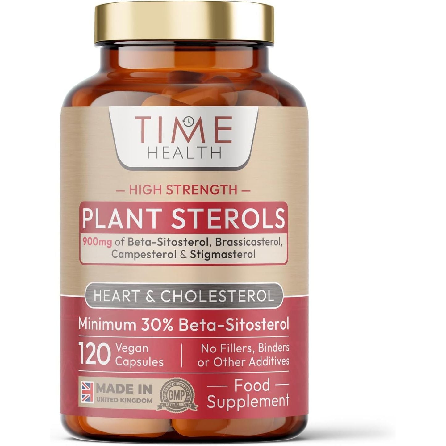 Plant Sterols – 900Mg per Serving – High Strength 30% Beta-Sitosterol – Cholesterol & Heart Support – UK Made to GMP Standards – Vegan Supplement – Zero Additives