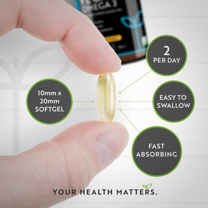 Vegan High Strength Omega 3 2000Mg Soft Gels - 600Mg DHA & 300Mg EPA per Serving - Plant-Based Omega 3 Softgels Derived from Sustainable Algal Oil - 60 Vegan Softgels - Made in the UK by Nutravita