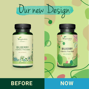 Vegavero Organic Bilberry 12,000 Mg & Pine Bark | from High Strength Extracts | Premium Quality from Finland | NO Additives | 90 Capsules | Vegan