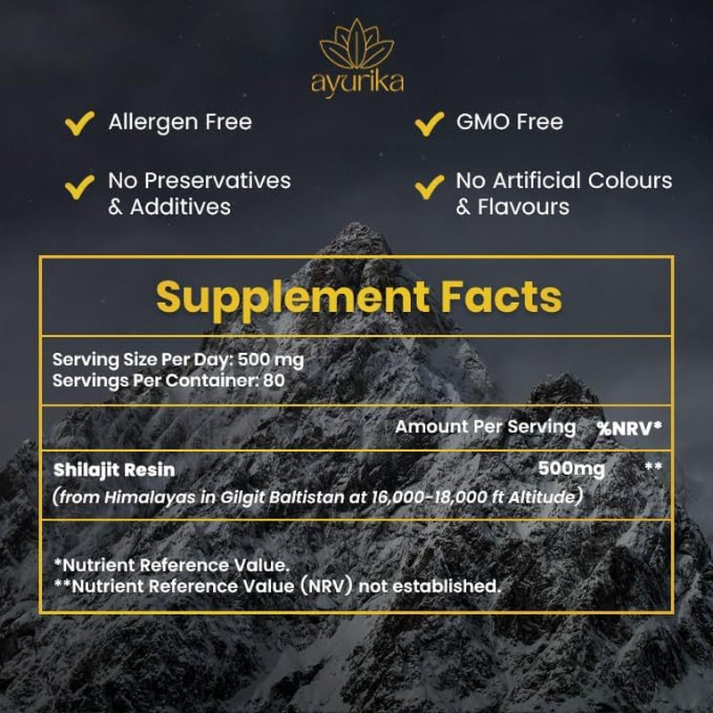 Shilajit Resin - 40G Jar with Spoon - Shilajit Resin Himalayan Supplement - Gold Grade - over 60% Fulvic Acid, Humic Acid & 85 Trace Minerals - 3Rd Party Lab Tested