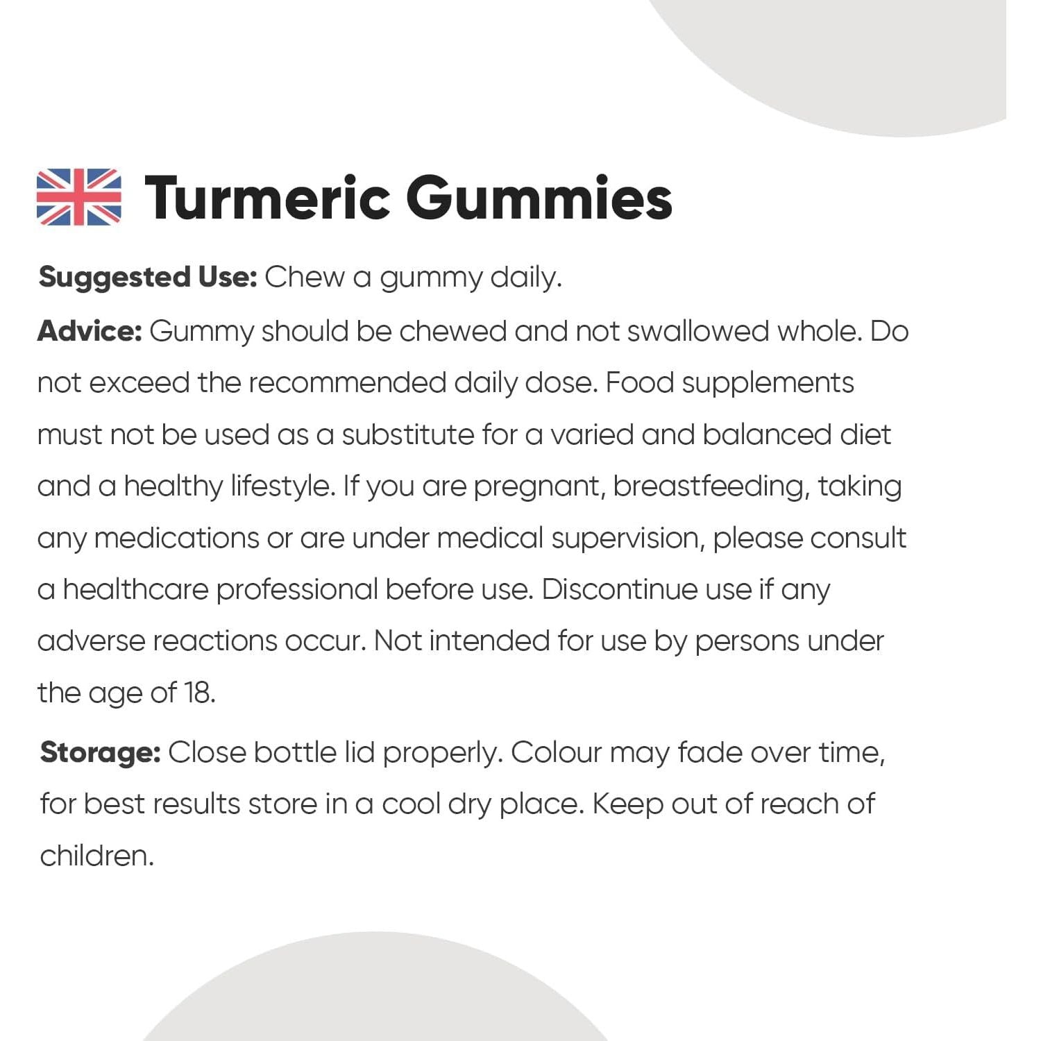 Turmeric Gummies with Black Pepper & Ginger 2100Mg - 90 Natural Lemon Flavour Vegan Turmeric Gummies (3 Months Supply) –High Strength Alternative to Turmeric & Black Pepper Capsules for Adults