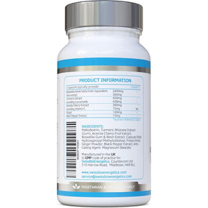 Boswellia & Turmeric Complex – 90 Capsules – Super High Strength Curcumin Containing Minimum 95% Curcumoids & 65% Boswellic Acid - UK Made