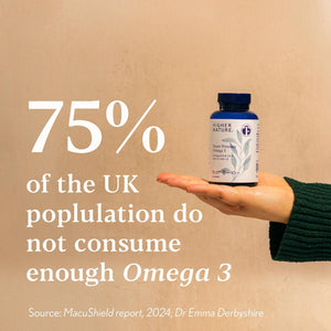 Higher Nature - Omega 3 2000Mg with 1000Mg EPA & 500Mg DHA per Serving - Super Potency Omega 3 True Food® Formula Fish Oil Supplement - Supports Eye, Brain & Heart Health - 60 Capsules