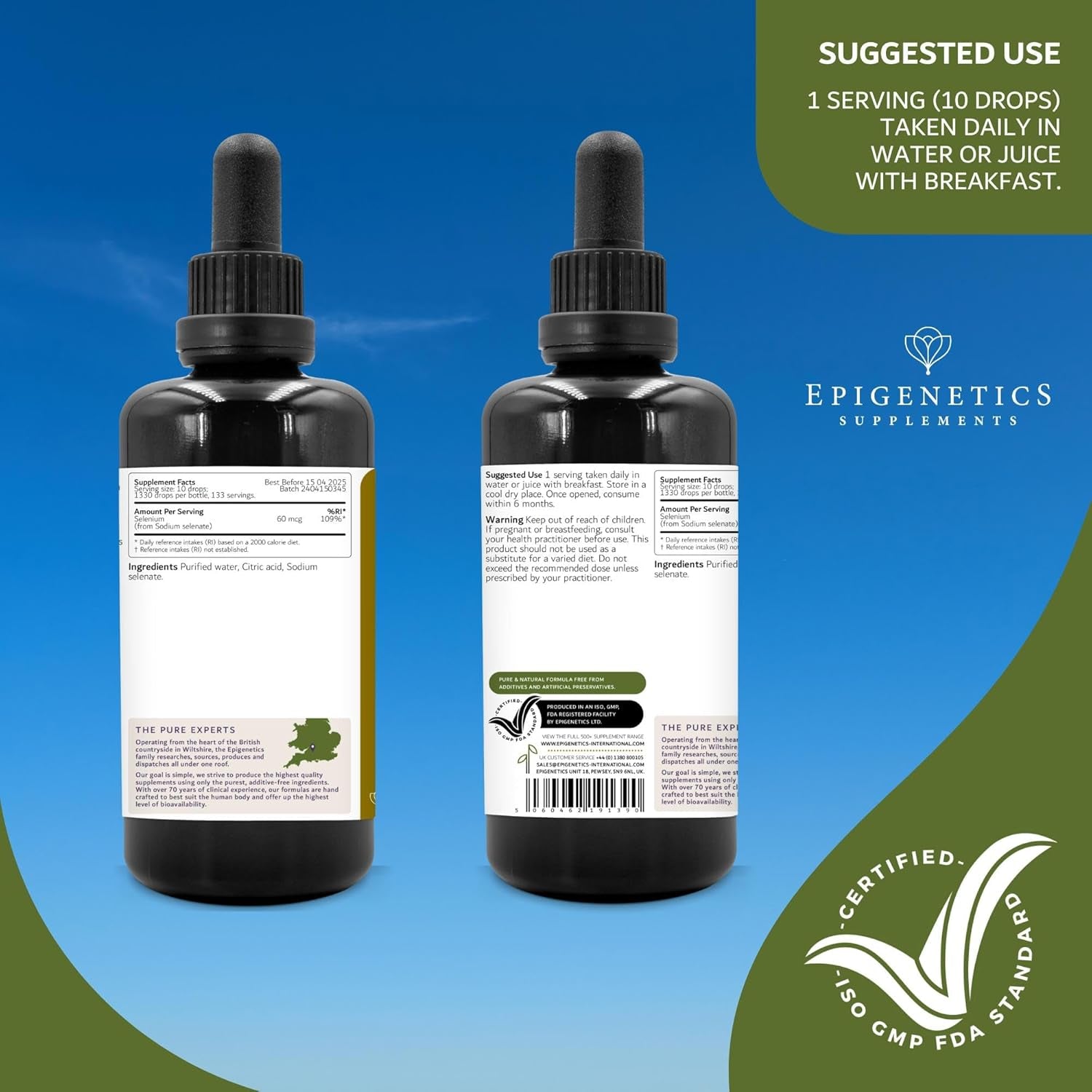 Selenium Supplements 100Ml Liquid | Sodium Selenate | over 100% Recommended Intake per Serving | 4 Months Supply | No Artificial Sweeteners, Sugar Free | Vegan & Made in UK